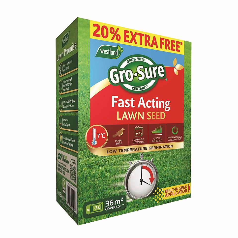 Gro-Sure Fast Acting Lawn Seed 30m² - 20% Extra Free