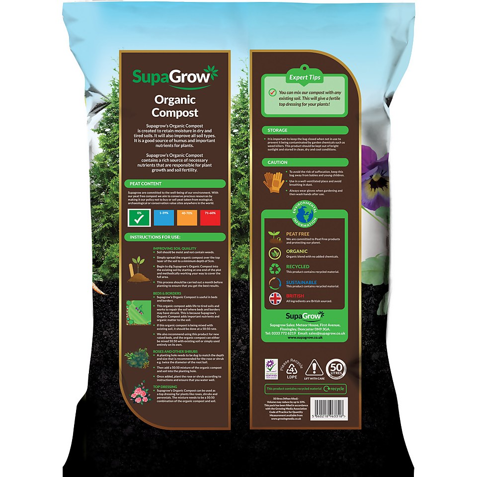 SupaGrow Peat Free Organic Soil Improver - 50L