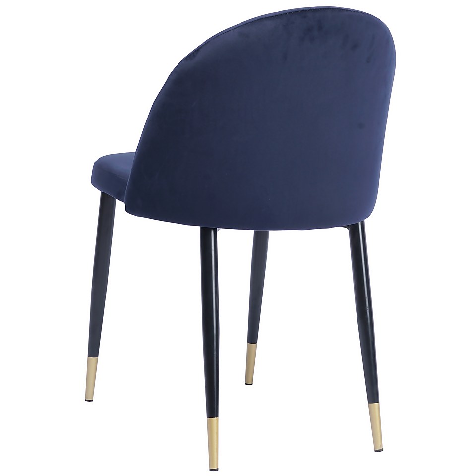 Illona Velvet Dining Chairs - Set of 2 - Navy