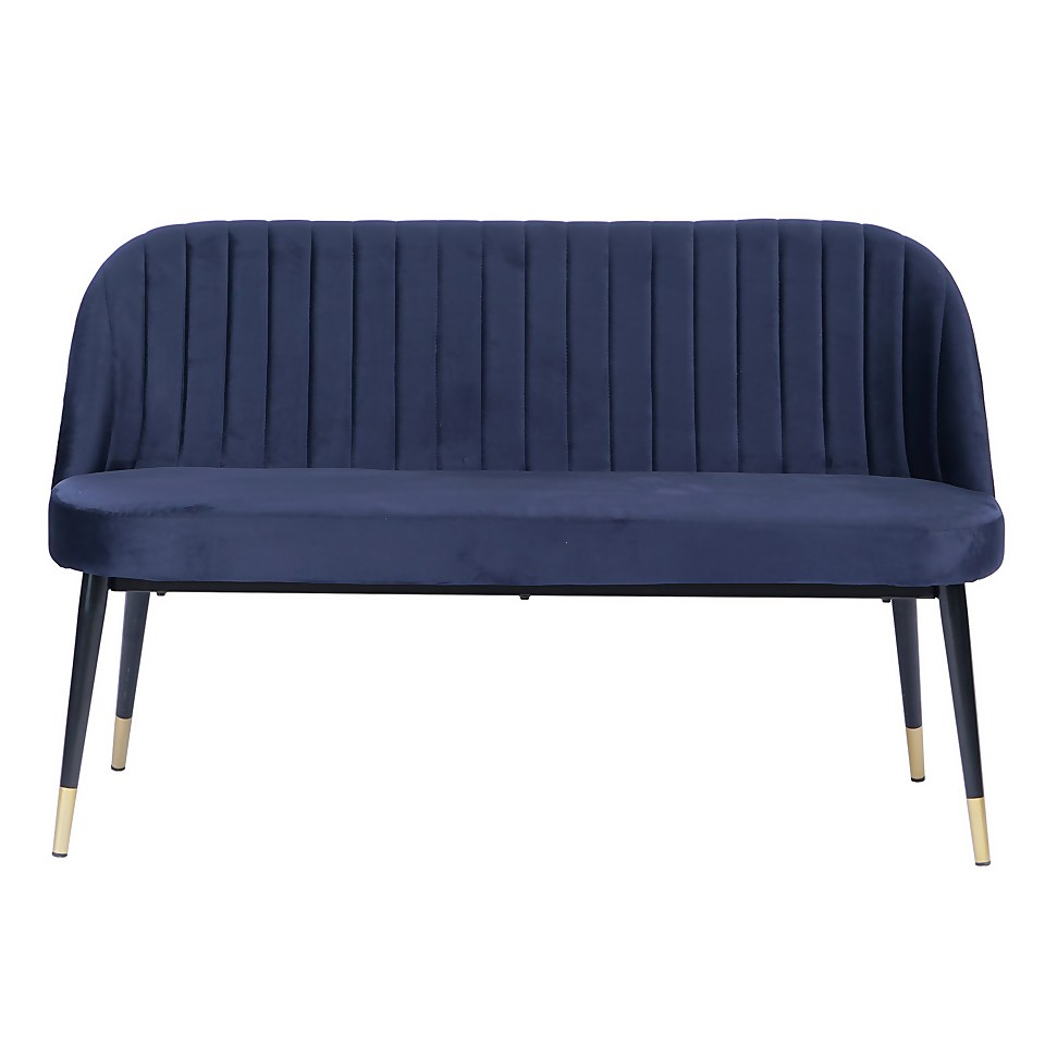 Illona Velvet Dining Bench Navy Homebase