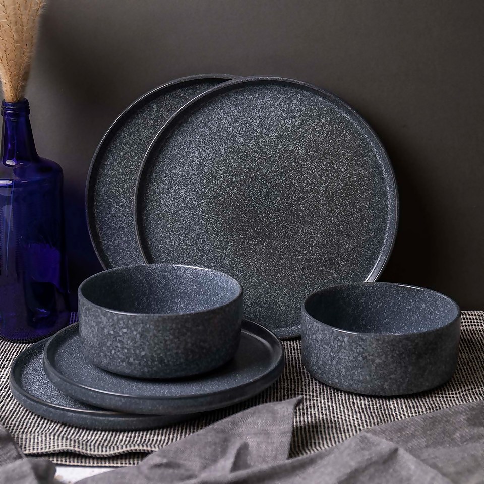 House Beautiful Metro Dinner Plate - Charcoal - Set of 2