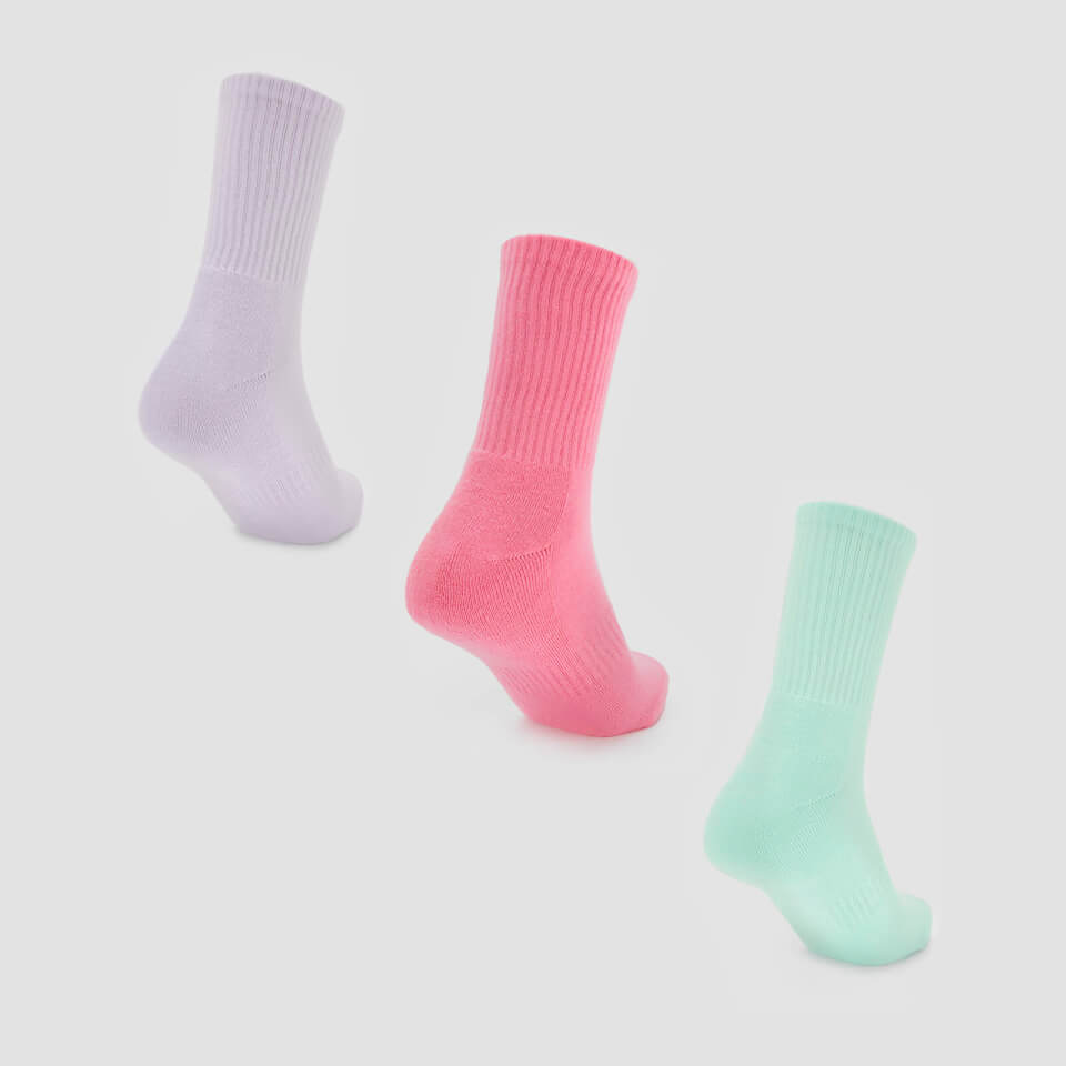 MP Women's Neon Brights Crew Socks (3 Pack) - Candy Floss/Neomint/Lilac