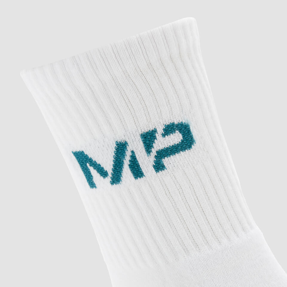 MP Men's Neon MP Logo Crew Socks (3 Pack) - White/Mango/Deep Teal/Cactus