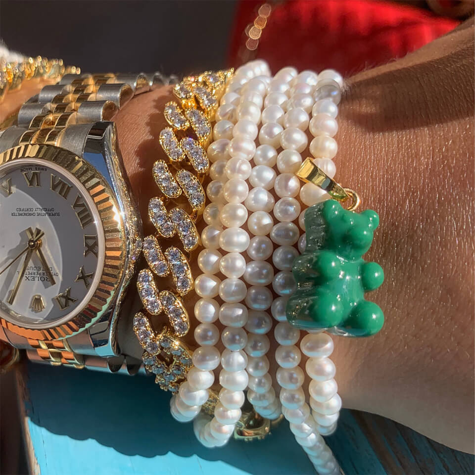Crystal Haze Women's Mexican Chain Bracelet - Gold