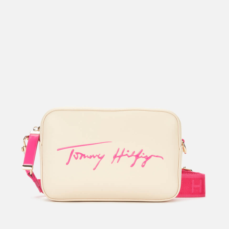 Tommy Hilfiger Women's Iconic Tommy Signature Camera Bag - Classic Beige/Hot Magenta