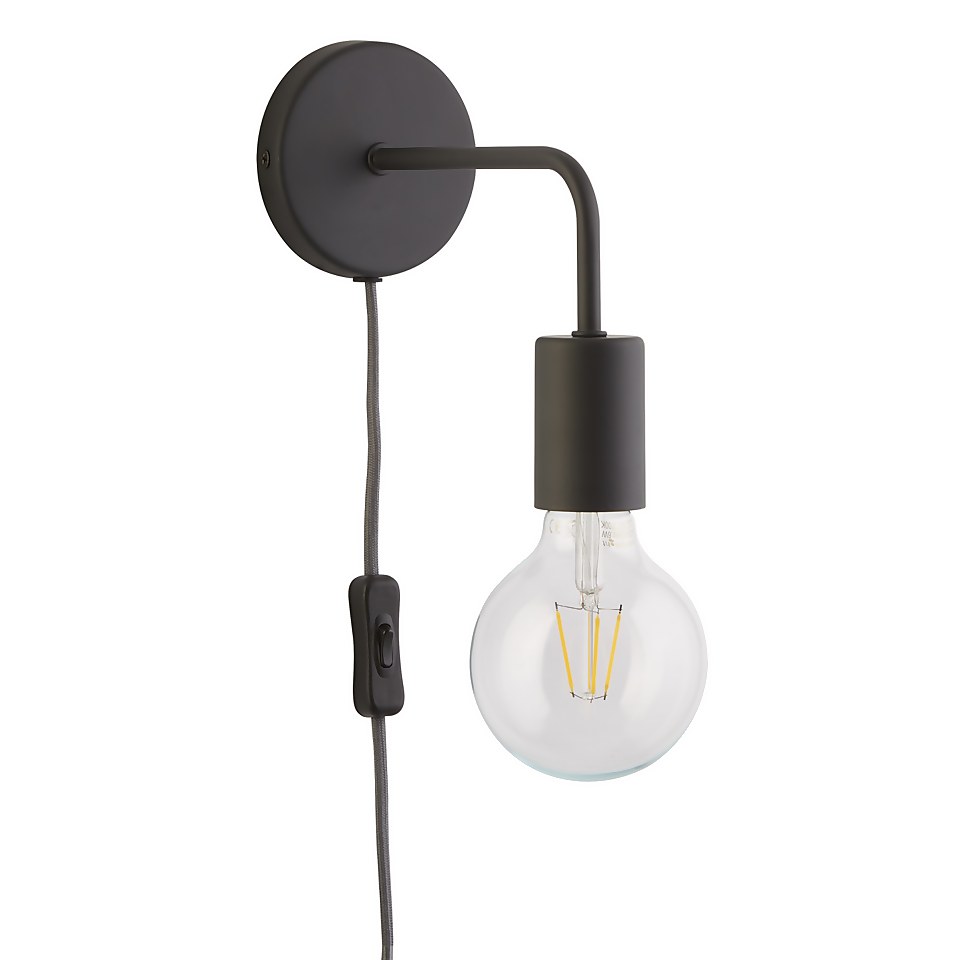 Jay Plug In Wall Light - Charcoal