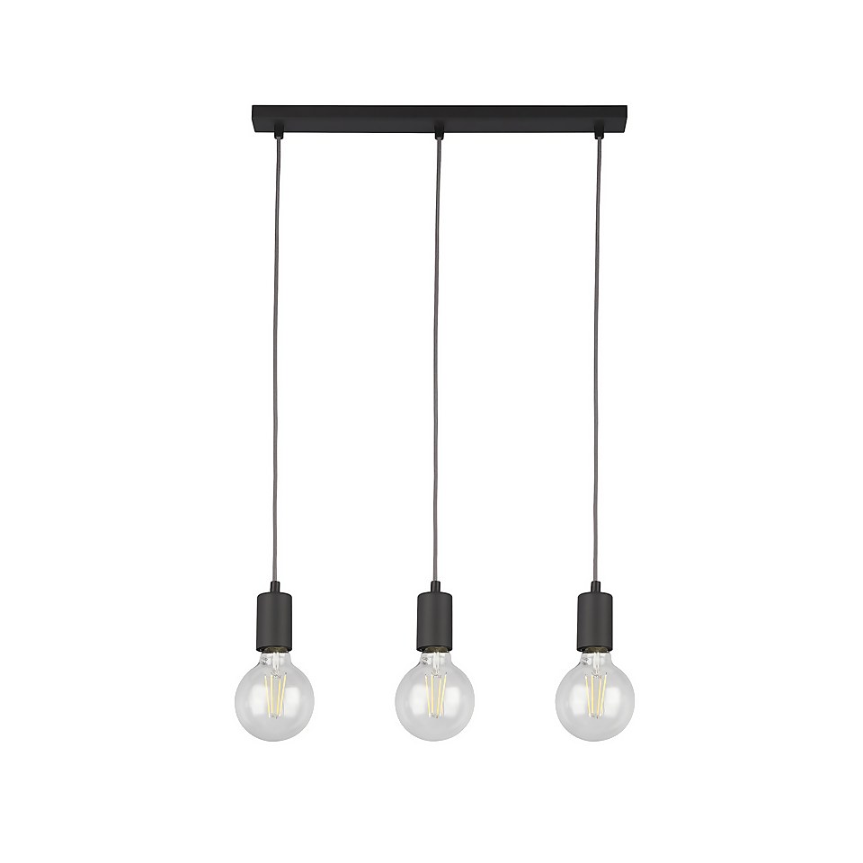 Jay 3 Light Ceiling Fitting - Charcoal