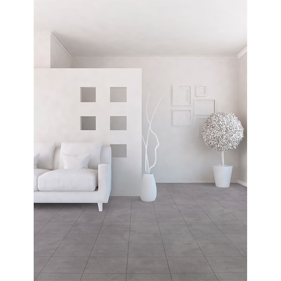 Finley Tile Effect Vinyl Flooring - Grey - 2x2m