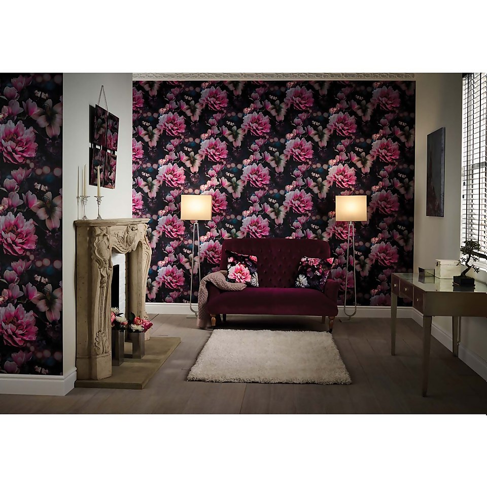Arthouse Momoka Floral Embossed Rose Pink Wallpaper
