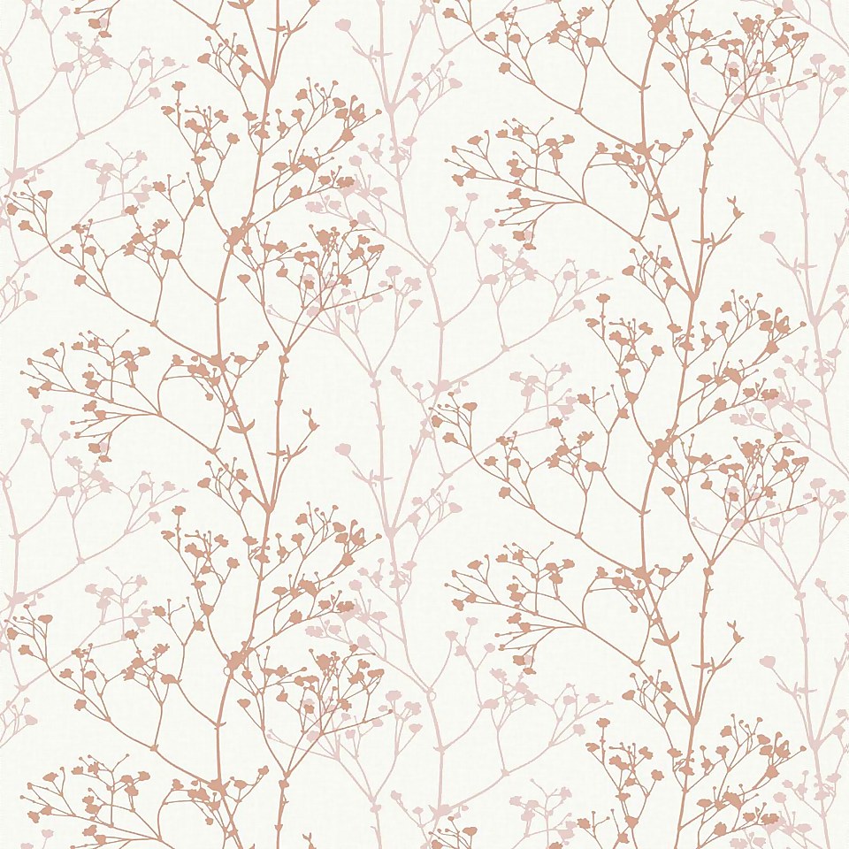 Grandeco Sprig Pink Paste the Wall Wallpaper