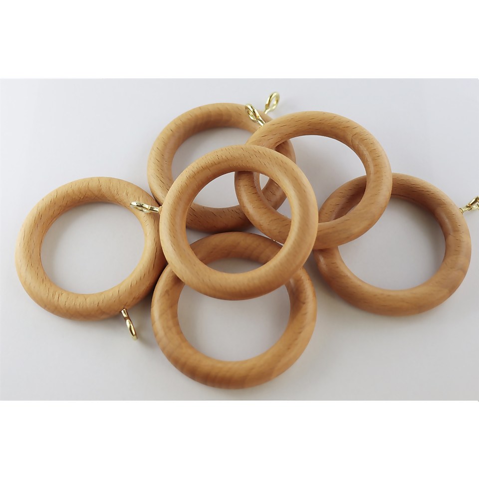 Natural 28mm Curtain Rings - Pack of 6