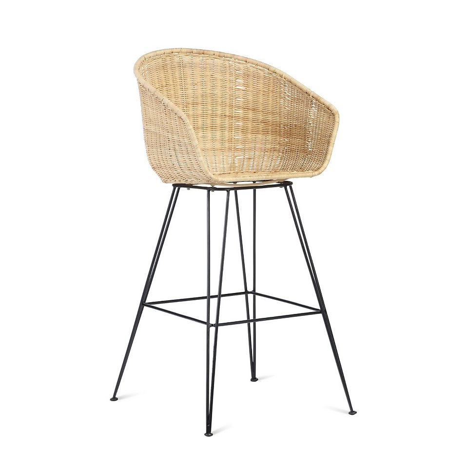 Porto Rattan Natural Bar Stool Homebase