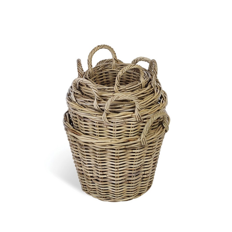 Set of 5 Natual Rattan Log Baskets Homebase