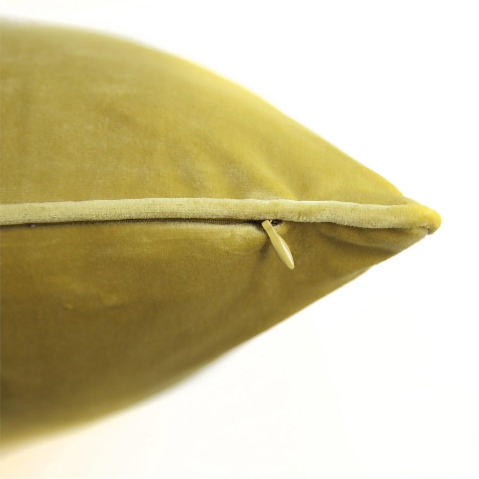 Large Plain Velvet Cushion - Ochre - 58x58cm