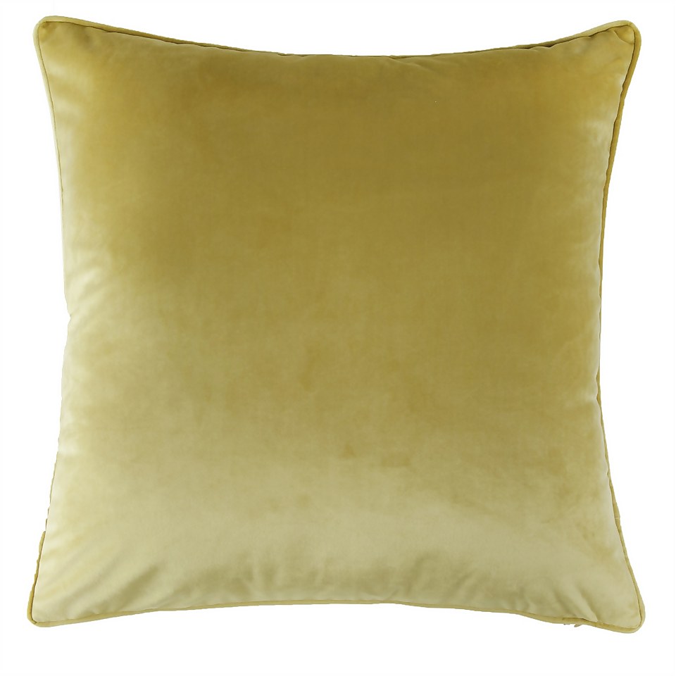 Large Plain Velvet Cushion - Ochre - 58x58cm