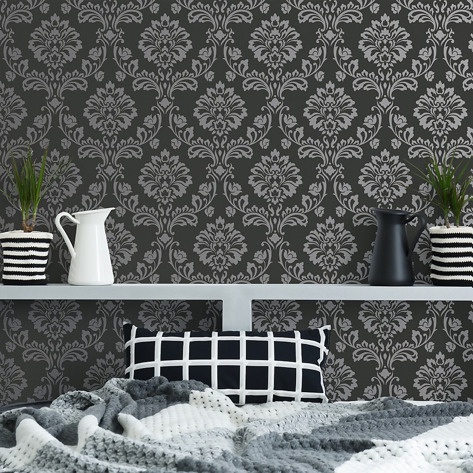 Aurora Black and Grey Wallpaper