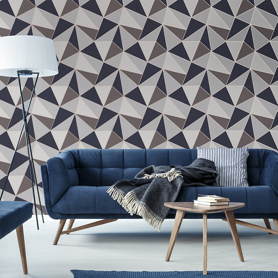 Fresco Apex Geometric Wallpaper - Navy