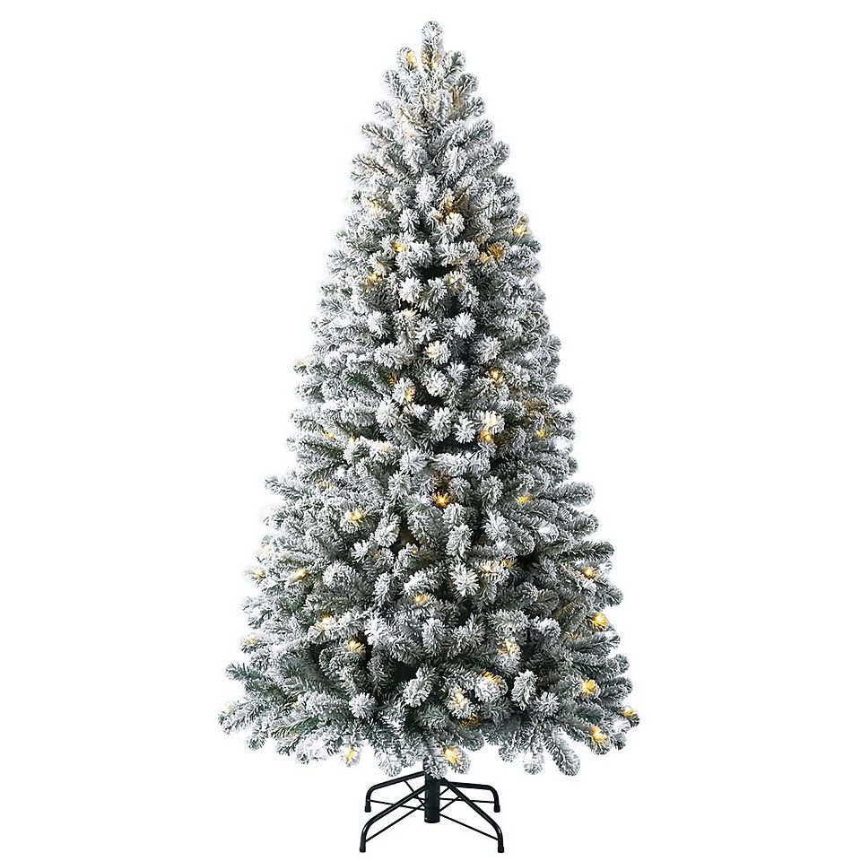 6ft 6in Chaumont Spruce Snowy Prelit Artificial Christmas Tree Homebase
