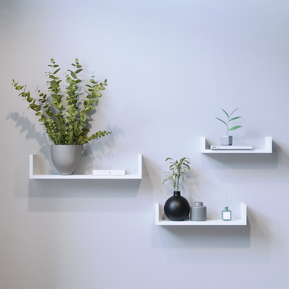 Flexi Storage Decorative Shelving Set Of 3 Floating Bookend Shelves