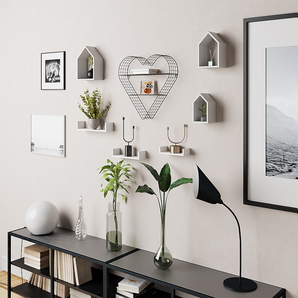 Flexi Storage Decorative Shelving Set Of 3 Floating House Shelves White
