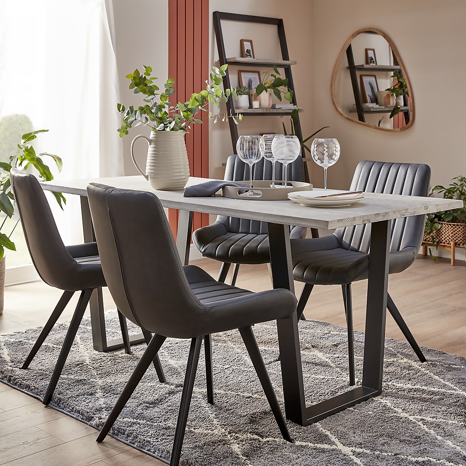 Dalston Grey Ash Dining Table Homebase