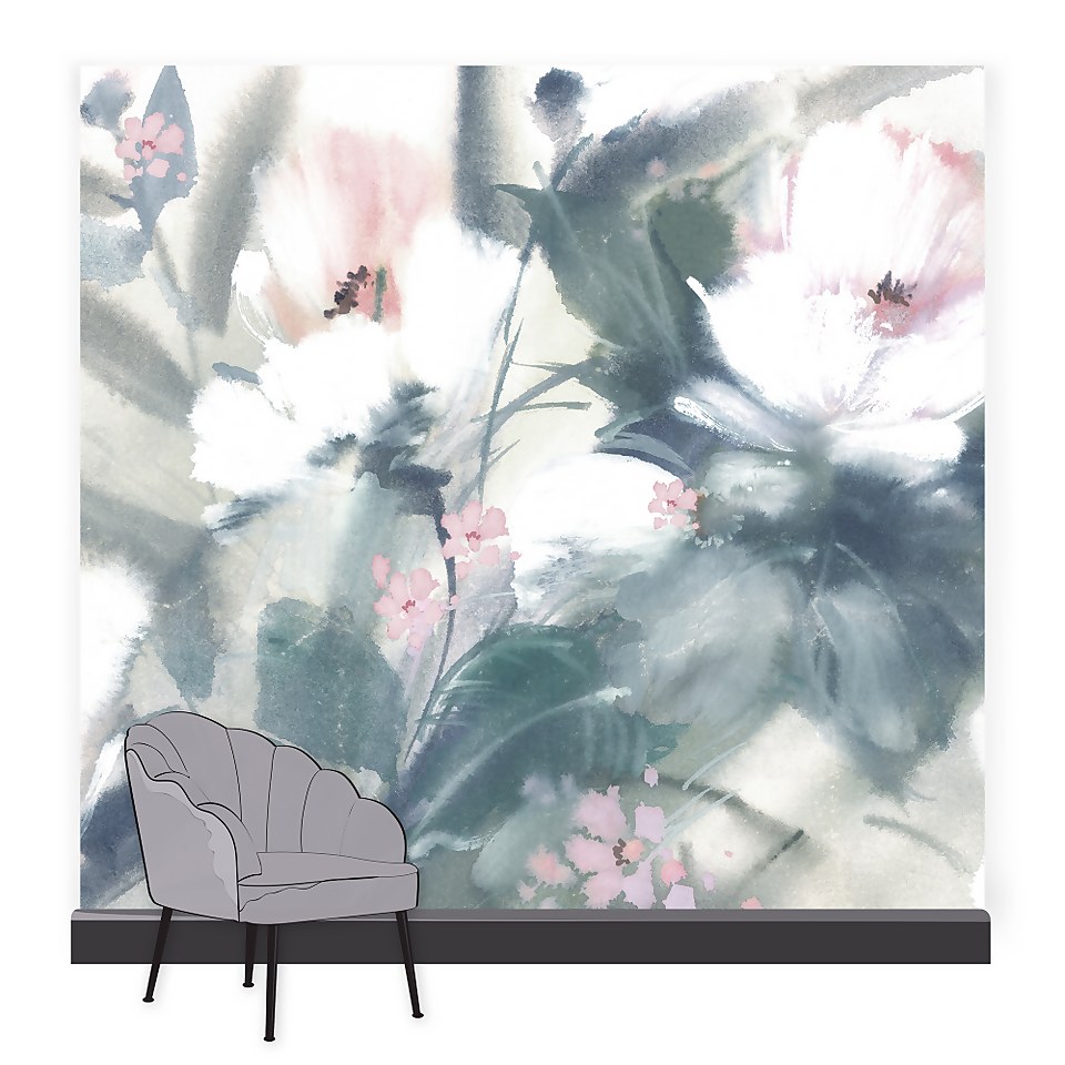 Expressive Floral Pastel Wall Mural