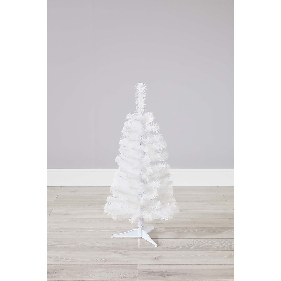 3ft Tinsel White Artificial Christmas Tree