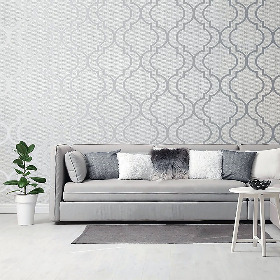 Belgravia Decor Amelie Trellis Wallpaper - Grey