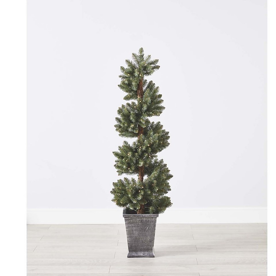 5ft Spiral Pre-lit Potted Christmas Tree