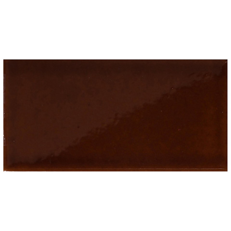 V&A Puddle Glaze Teapot Brown Wall Tile 152x76mm
