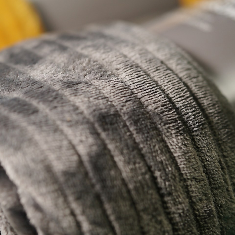 Striped Fleece Throw - Charcoal - 130x180cm