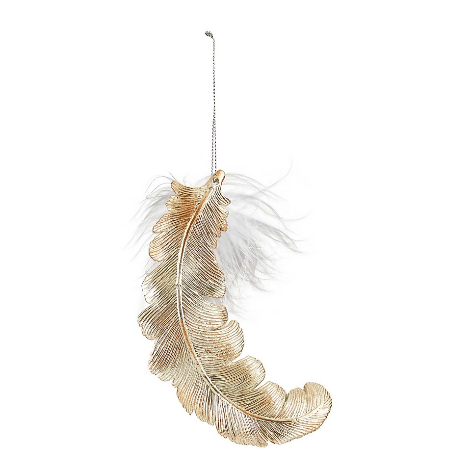 Plated Feather Christmas Hanging Decoration - 15cm