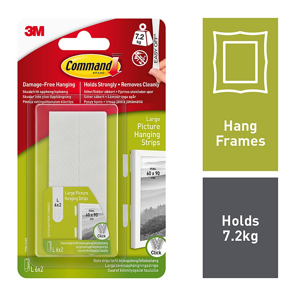 3M Large White Picture Hanging Strips - 6 Sets