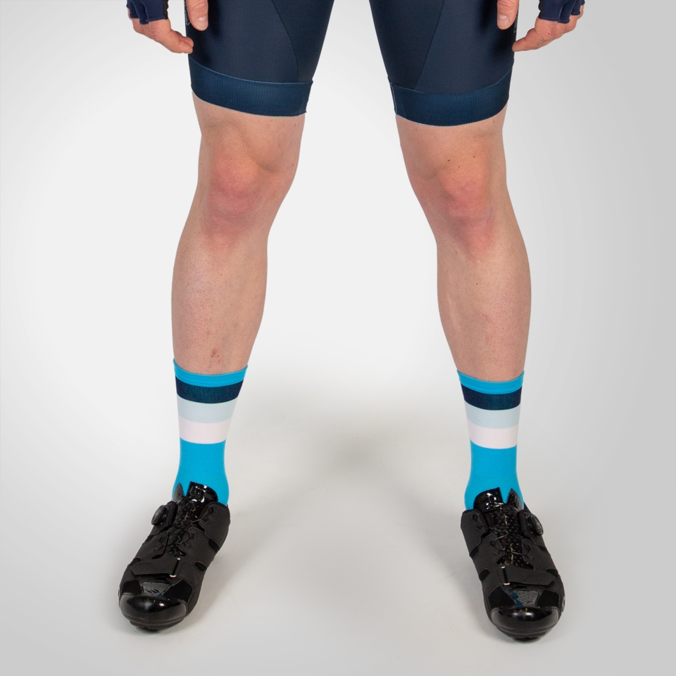 Bandwidth Streifensocken für Herren - Neon-Blau