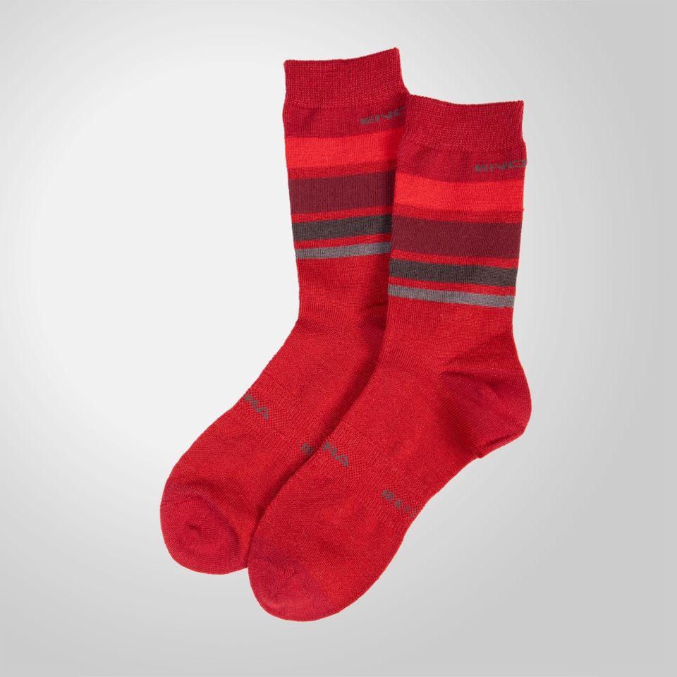 BaaBaa Merino Stripe Socken für Herren - Rot