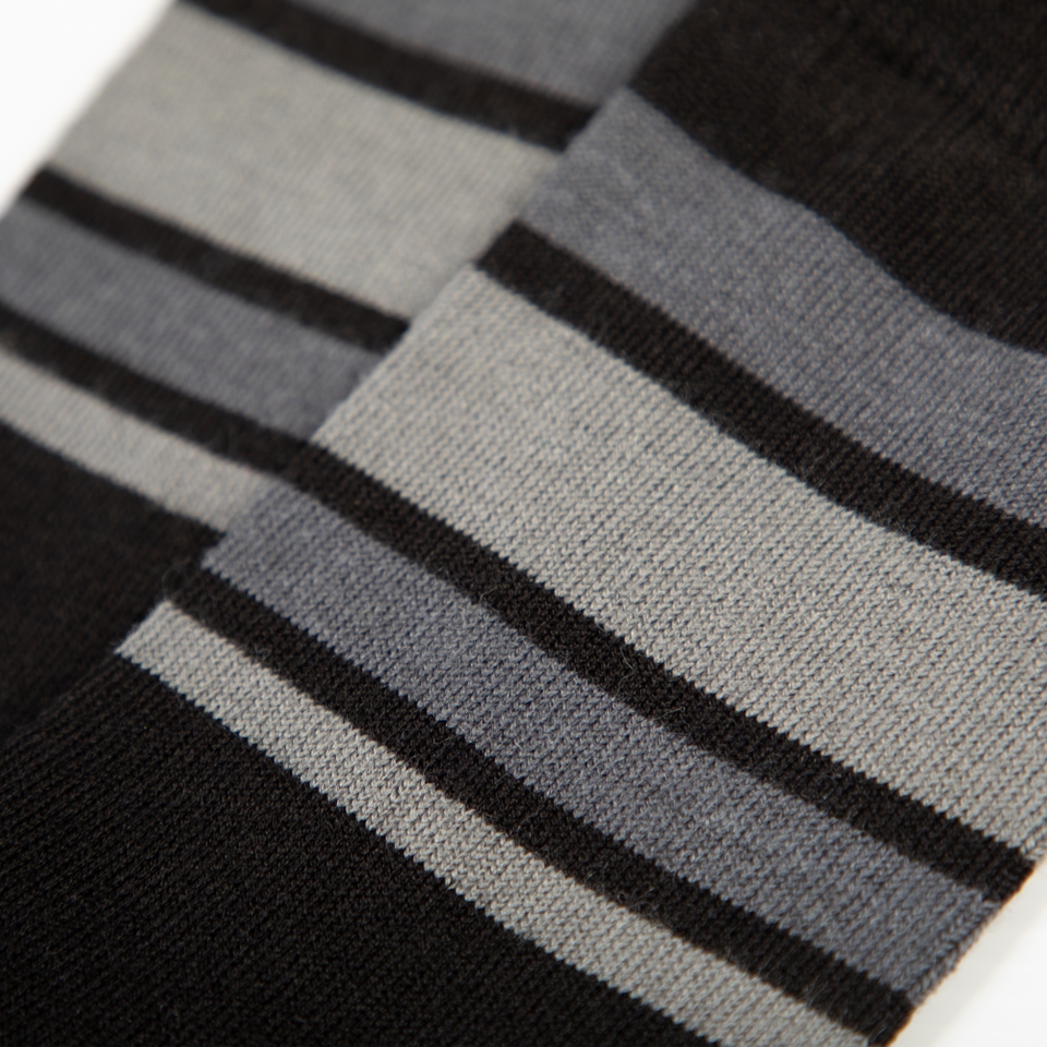 Men's BaaBaa Merino Stripe Sock - Matt Black