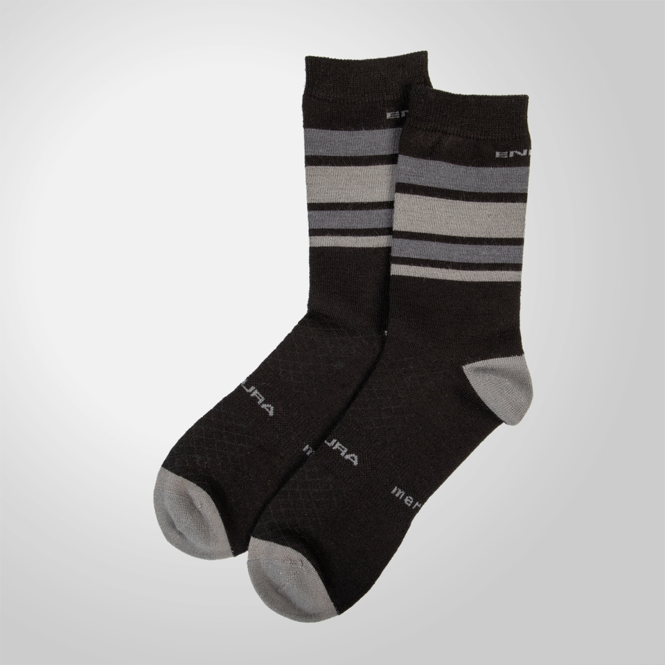 Men's BaaBaa Merino Stripe Sock - Matt Black