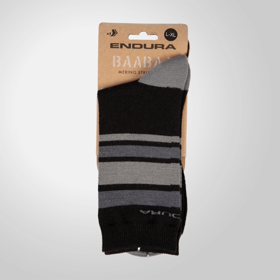 Men's BaaBaa Merino Stripe Sock - Matt Black