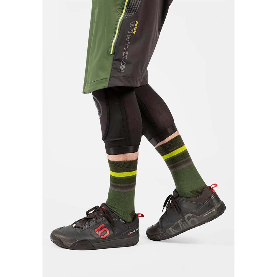 BaaBaa Merino Stripe Sock - Forest Green