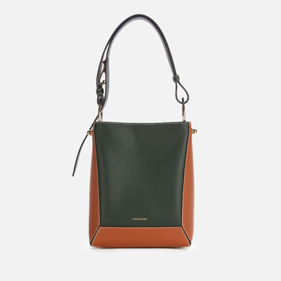 Strathberry - Lana Osette - Leather Mini Bucket Bag - Green / Cream