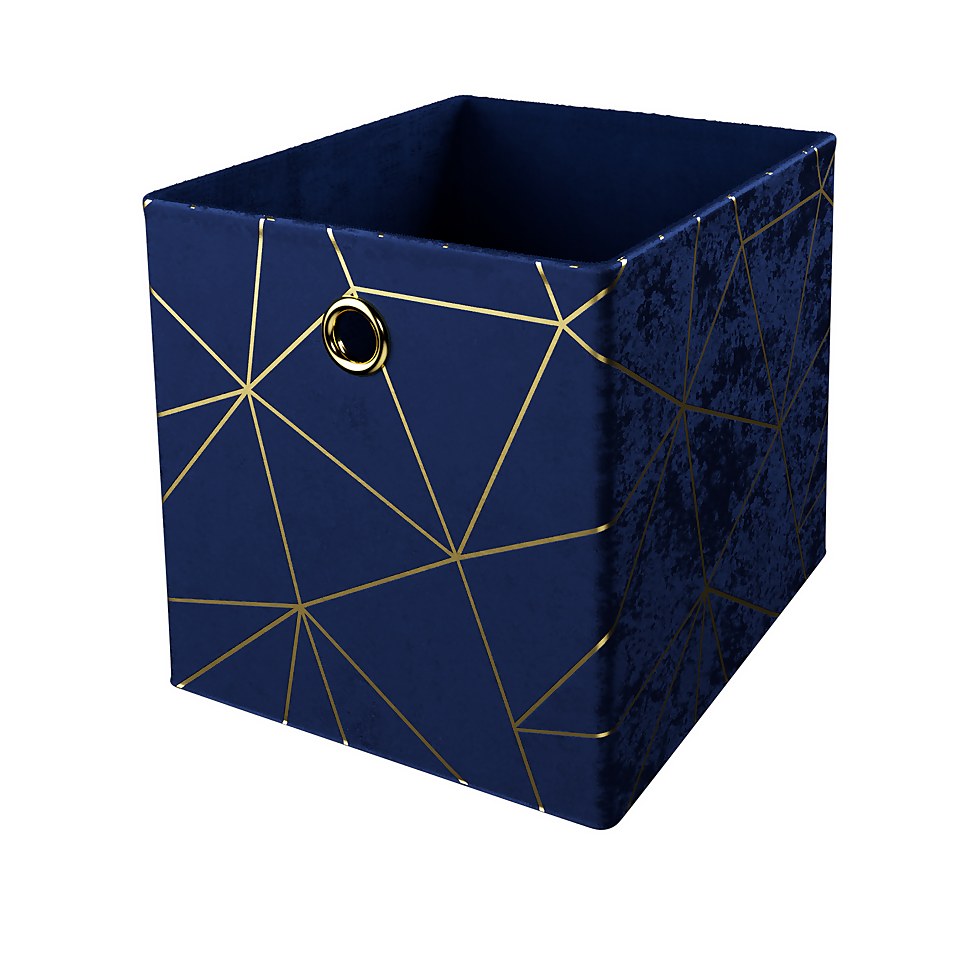 Clever Cube Velvet Geometric Insert - Navy & Gold