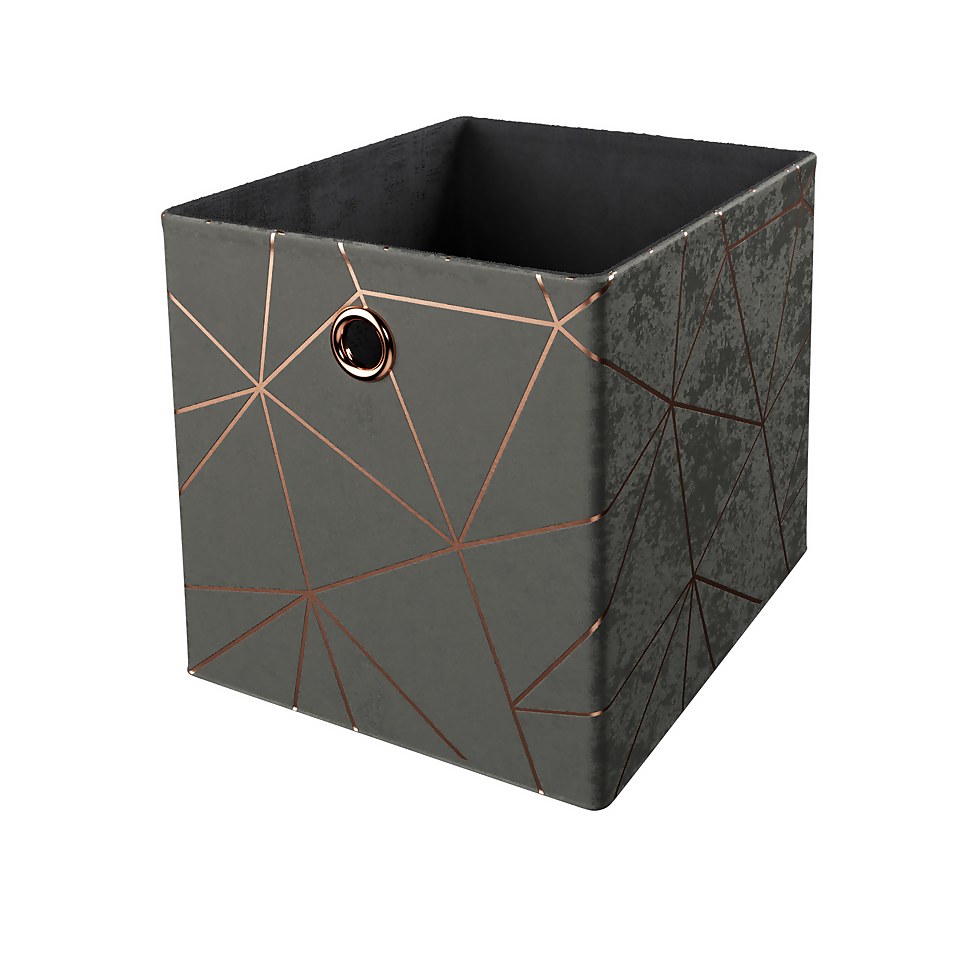 Clever Cube Velvet Geometric Insert - Grey & Rose Gold