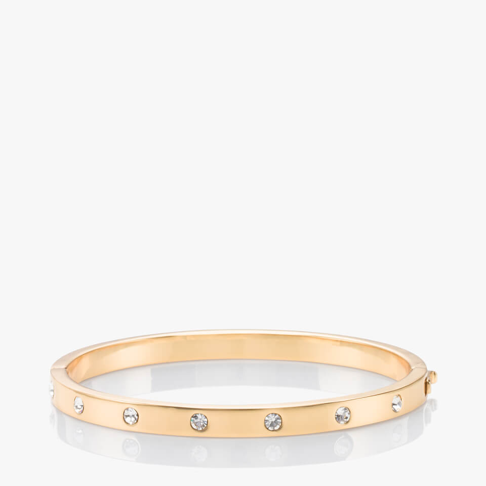 Kate Spade New York Women's Metal Stone Hinged Bangle - Clear/Gold