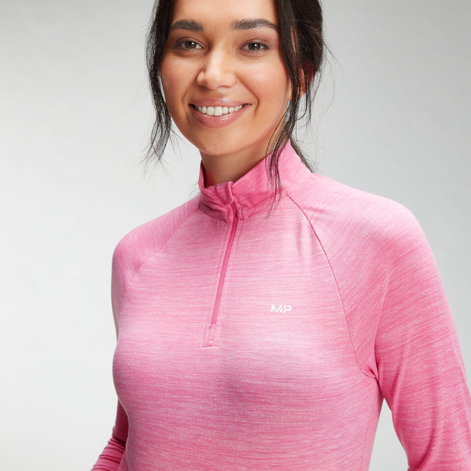 MP Women's Performance Training 1/4 Zip Top - Candyfloss Marl with White Fleck