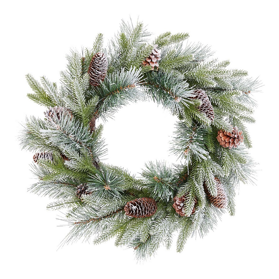 Pinecones Frosted Christmas Wreath - 60cm