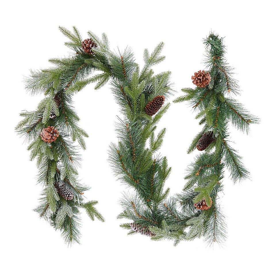 House Beautiful Pinecones Frosted Christmas Garland - 210cm