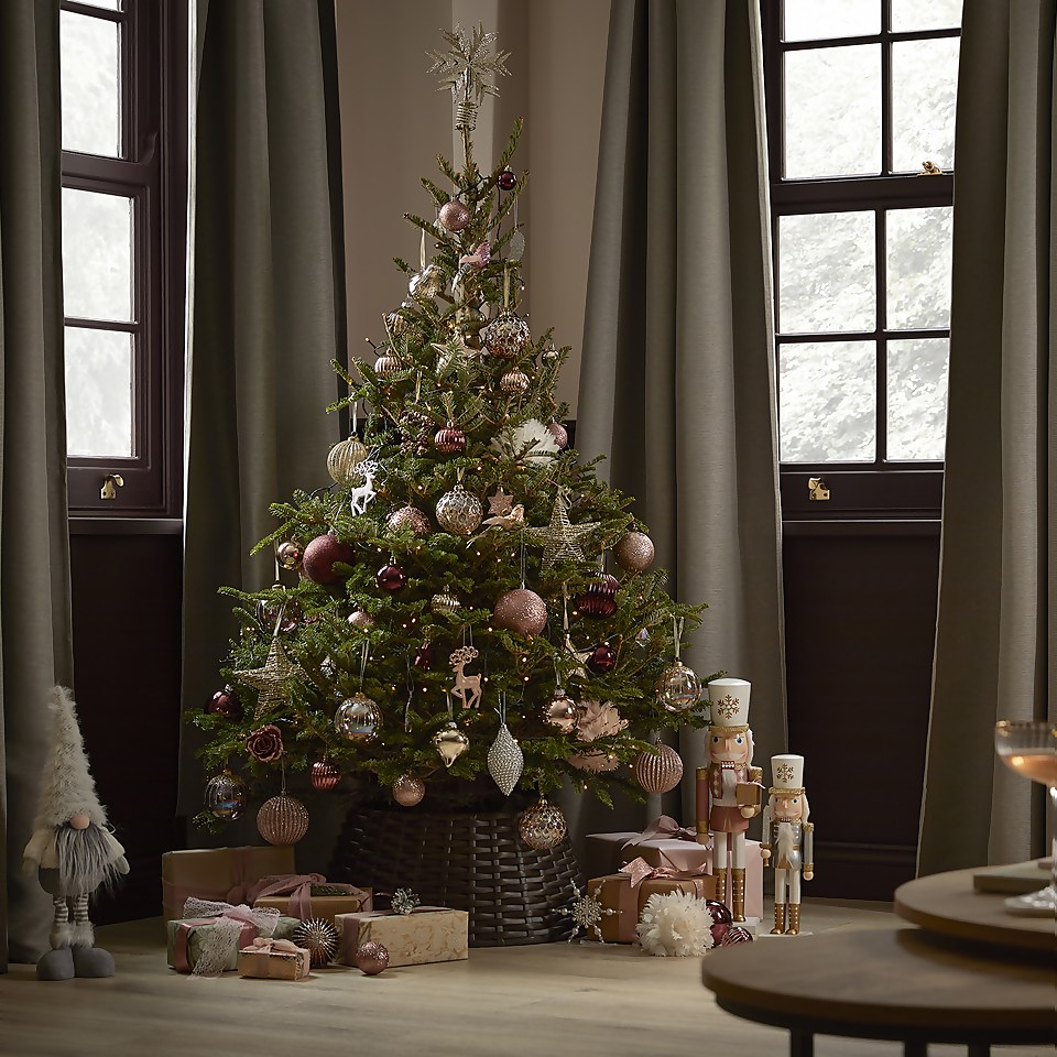 Pink Rose with Clip Christmas Tree Decorations Pack of 3 Homebase