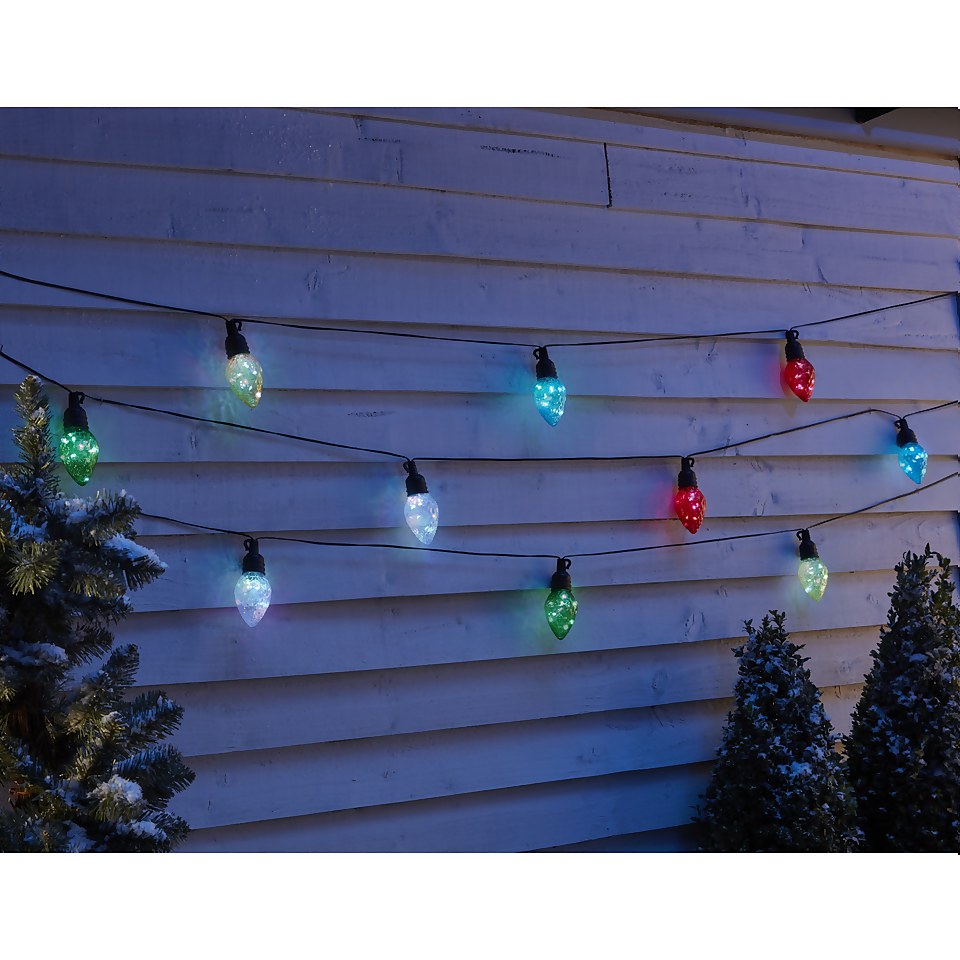 10 Cone Copper Wire LED Chain Outdoor Christmas Lights Multicolour