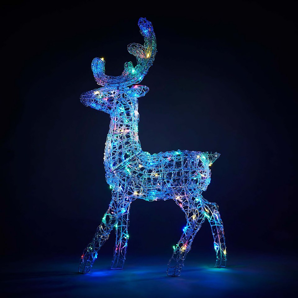 Acrylic LED Deer Multicolour 3D Outdoor Christmas Light Decoration - 90cm