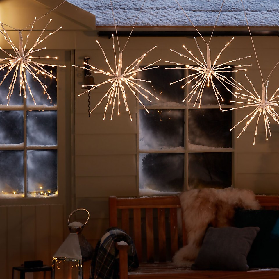White North Star LED Outdoor Christmas String Light Warm & Cool White - Set of 4